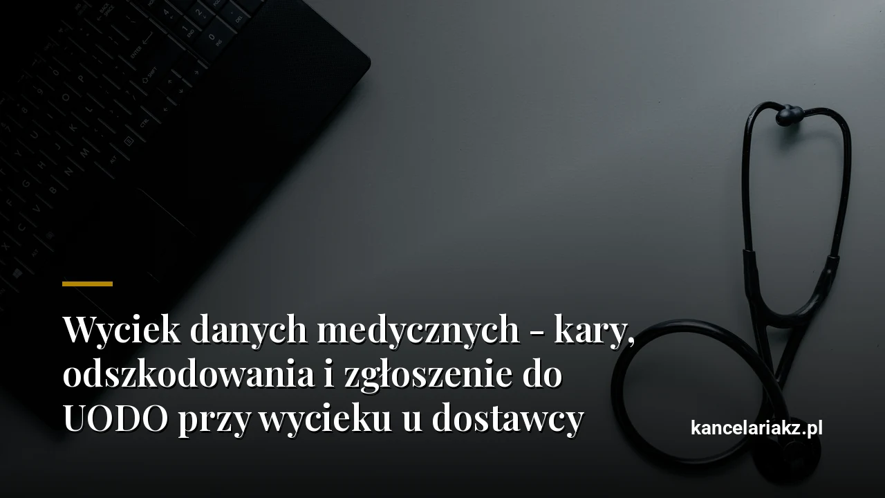 Wyciek danych medycznych - kary, odszkodowania i zgłoszenie do UODO przy wycieku u dostawcy